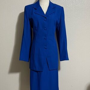 Vintage Executive Collection Women’s Blue Set of Skirt and Coat Size 10 USA Made